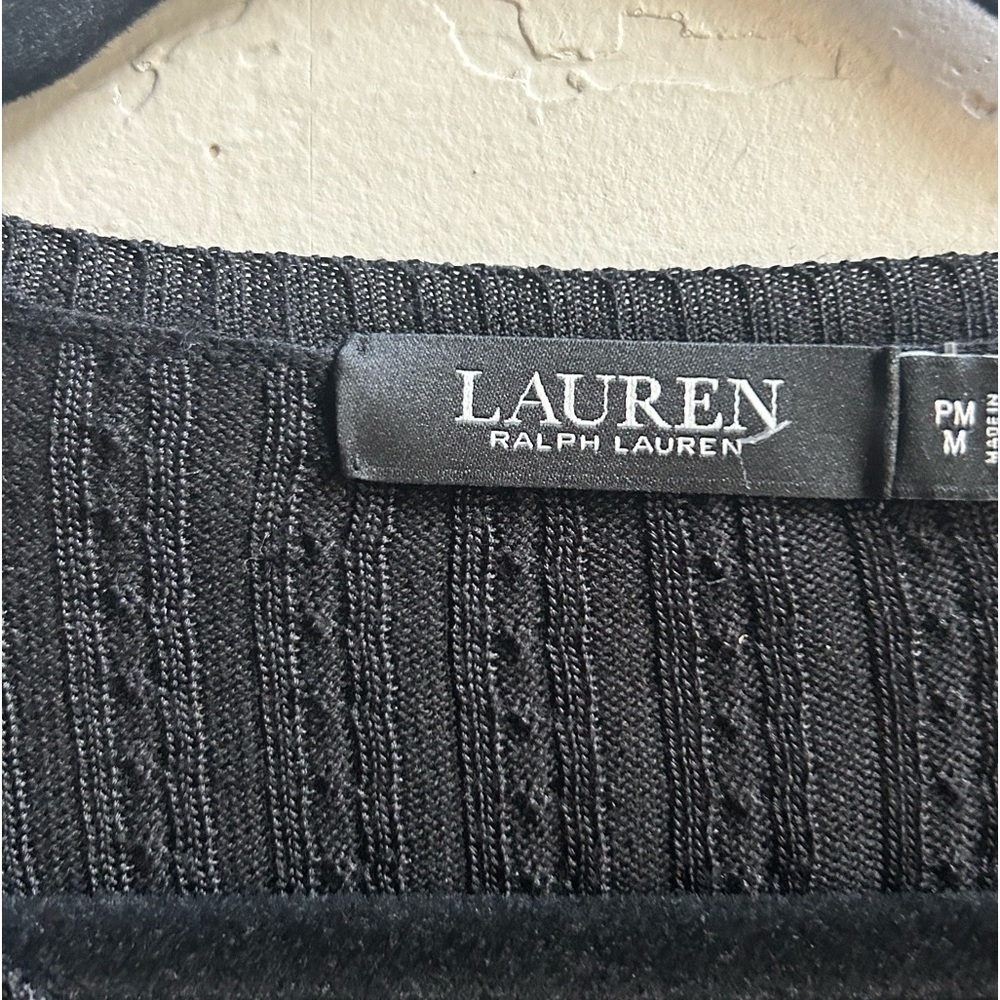 Lauren Ralph Lauren black Cable knit pullover sweater MP oldmoney classic office - Picture 5 of 9